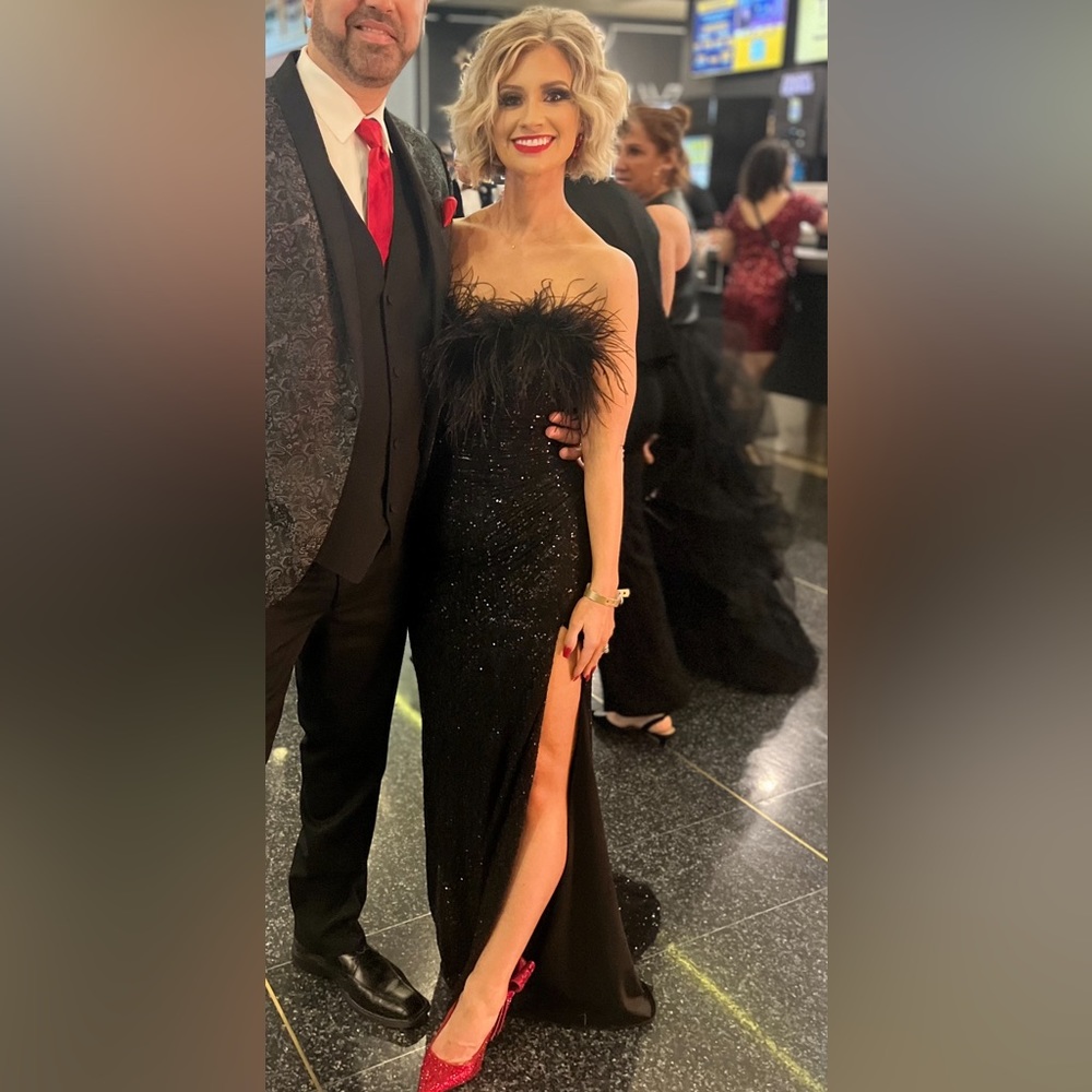Formal Sequins and Feather Dress